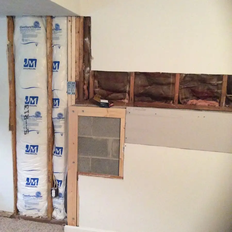 Wall insulation replacement during Basement Flood Cleanup in Tellico Village